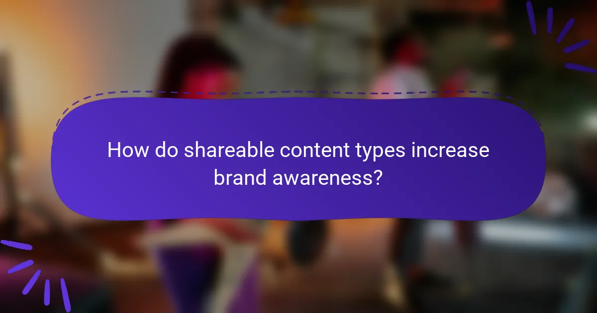 How do shareable content types increase brand awareness?